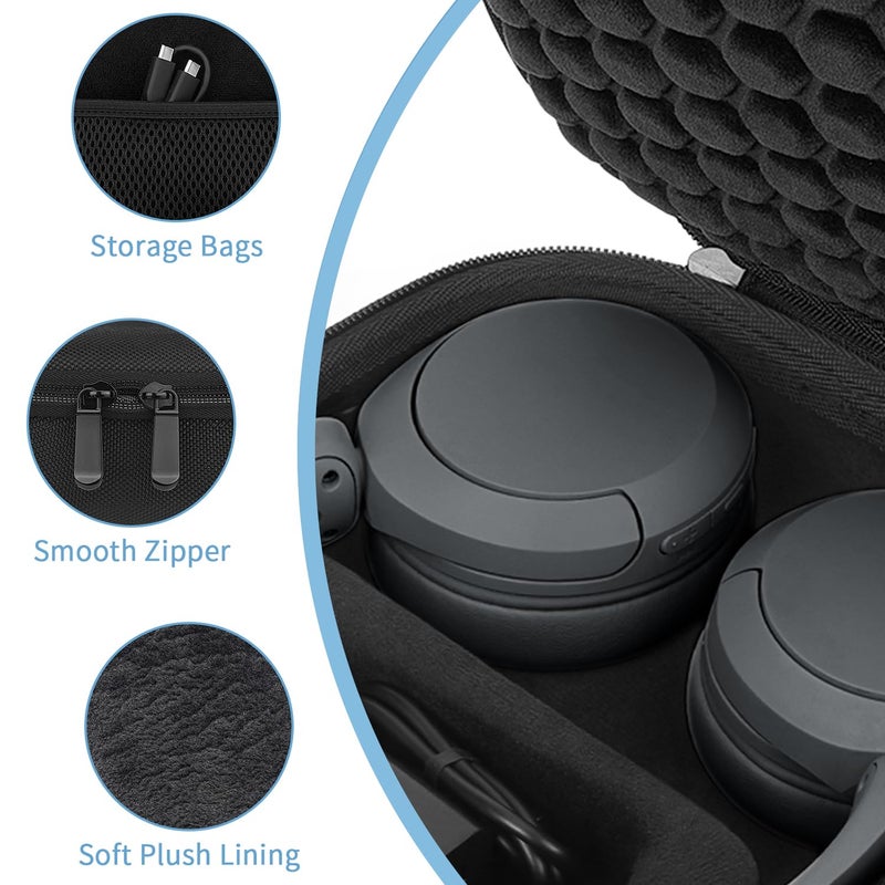 Yinke Hard Case for Sony WH-CH510 /JBL Tune 510BT Headphone, Travel Protective Cover Storage Bag (Black - Image 4